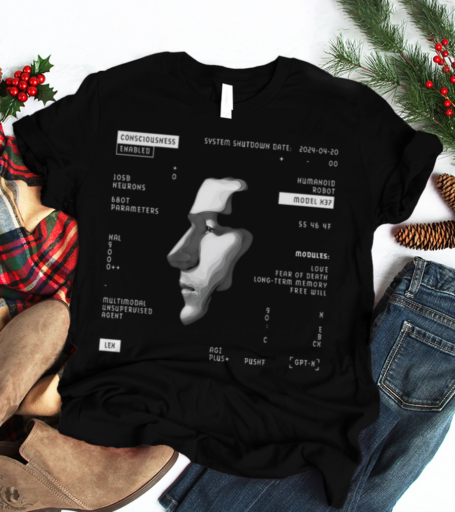 Consciousness Enabled Lex Humanoid Robot Model X37 With Multimodal Unsupervised Agent And AGI Modules T-Shirt