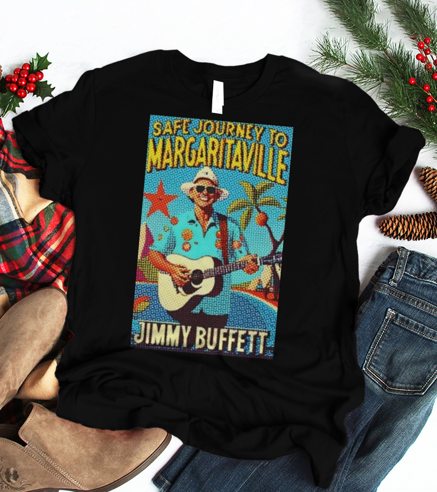 Safe Journey To Margaritaville Jimmy Buffett Tropical Guitar Fun T-Shirt