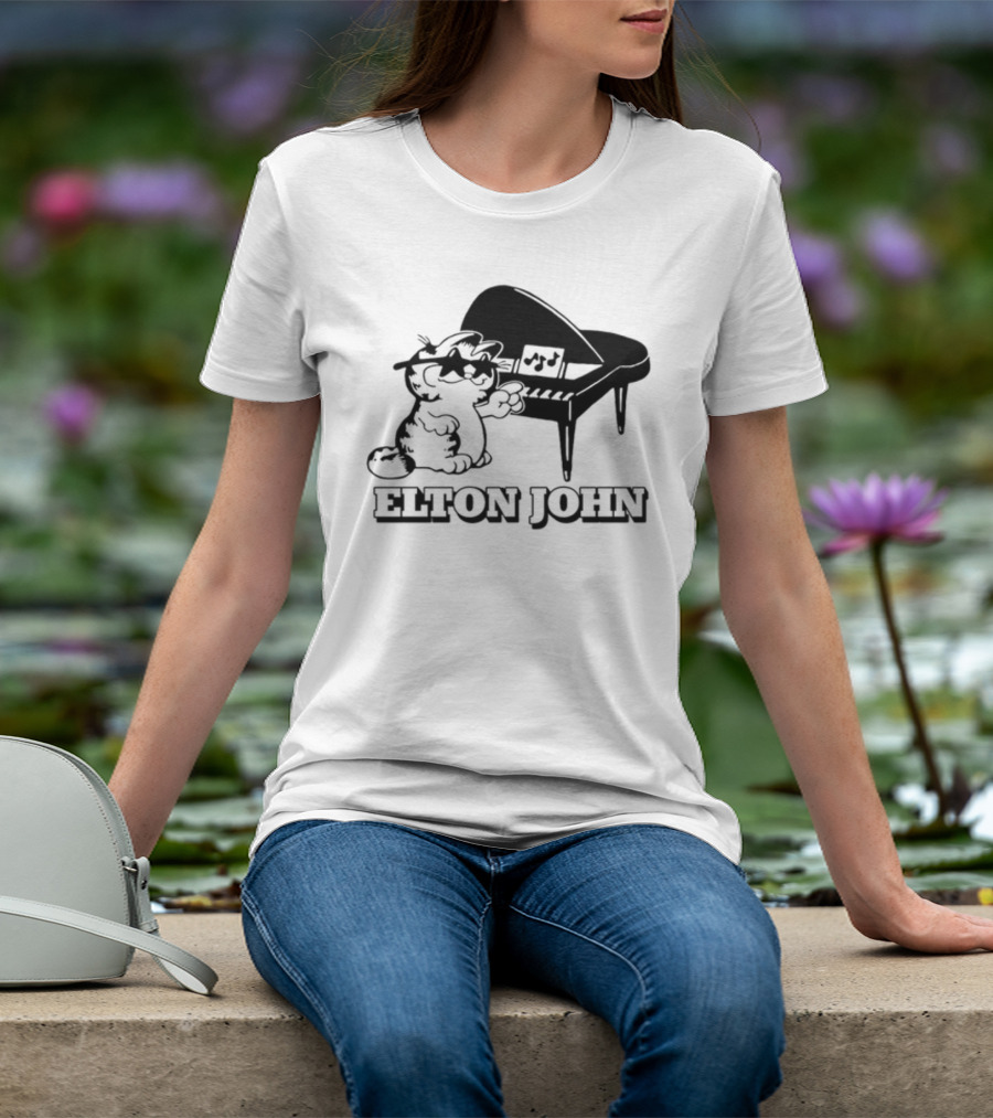 Garf At The Piano With Elton John Motif T-Shirt