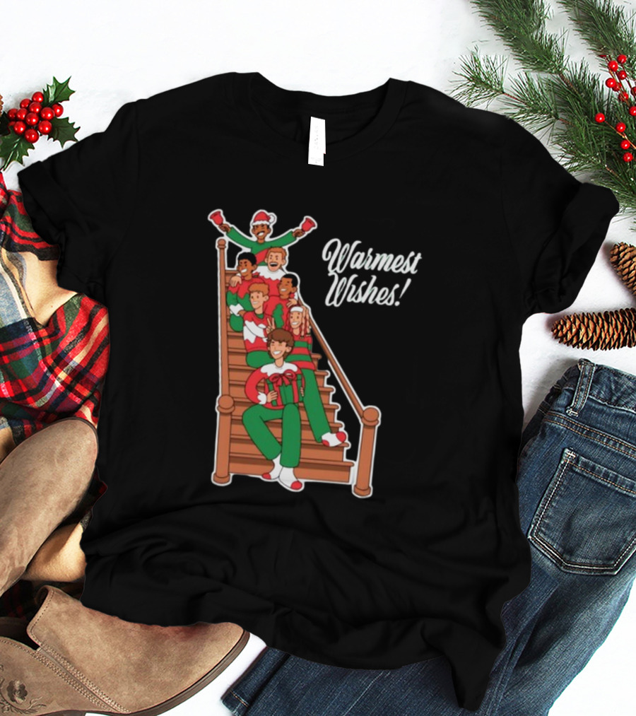Warmest Wishes Holiday Family Celebration On Stairs T-Shirt