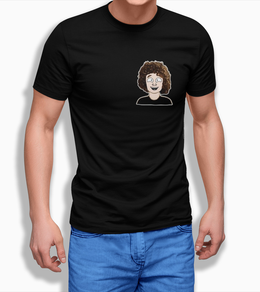 Nelson Neumann Cartoon Character with Curly Hair T-Shirt