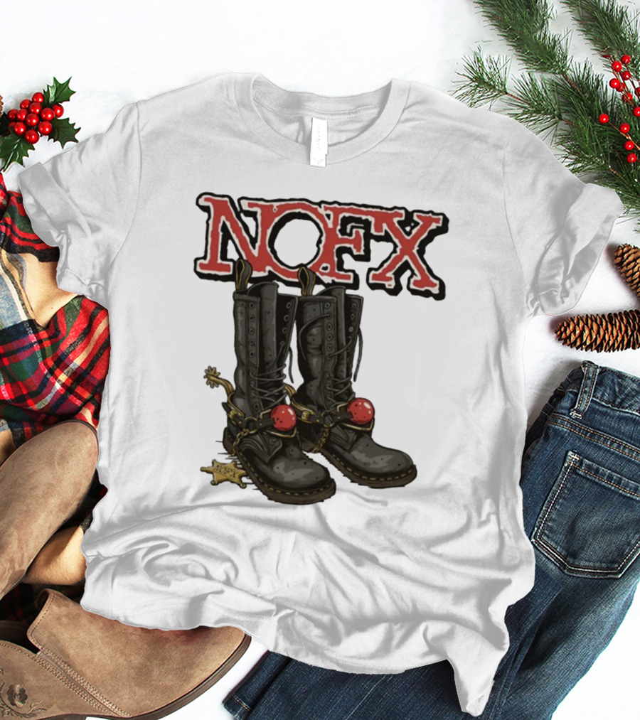 NOFX Punk Boots With Chains And Red Orbs T-Shirt