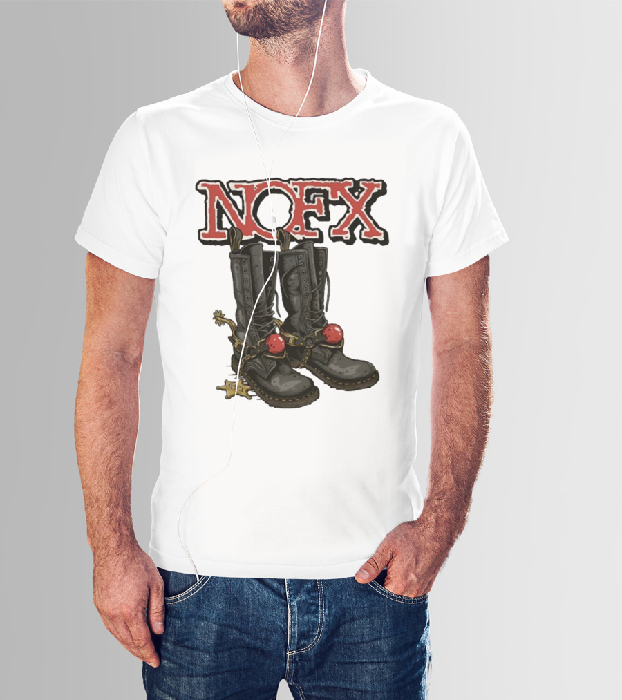 NOFX Punk Boots With Chains And Red Orbs T-Shirt