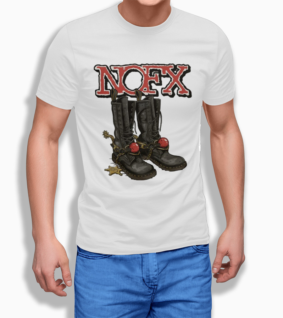 NOFX Punk Boots With Chains And Red Orbs T-Shirt