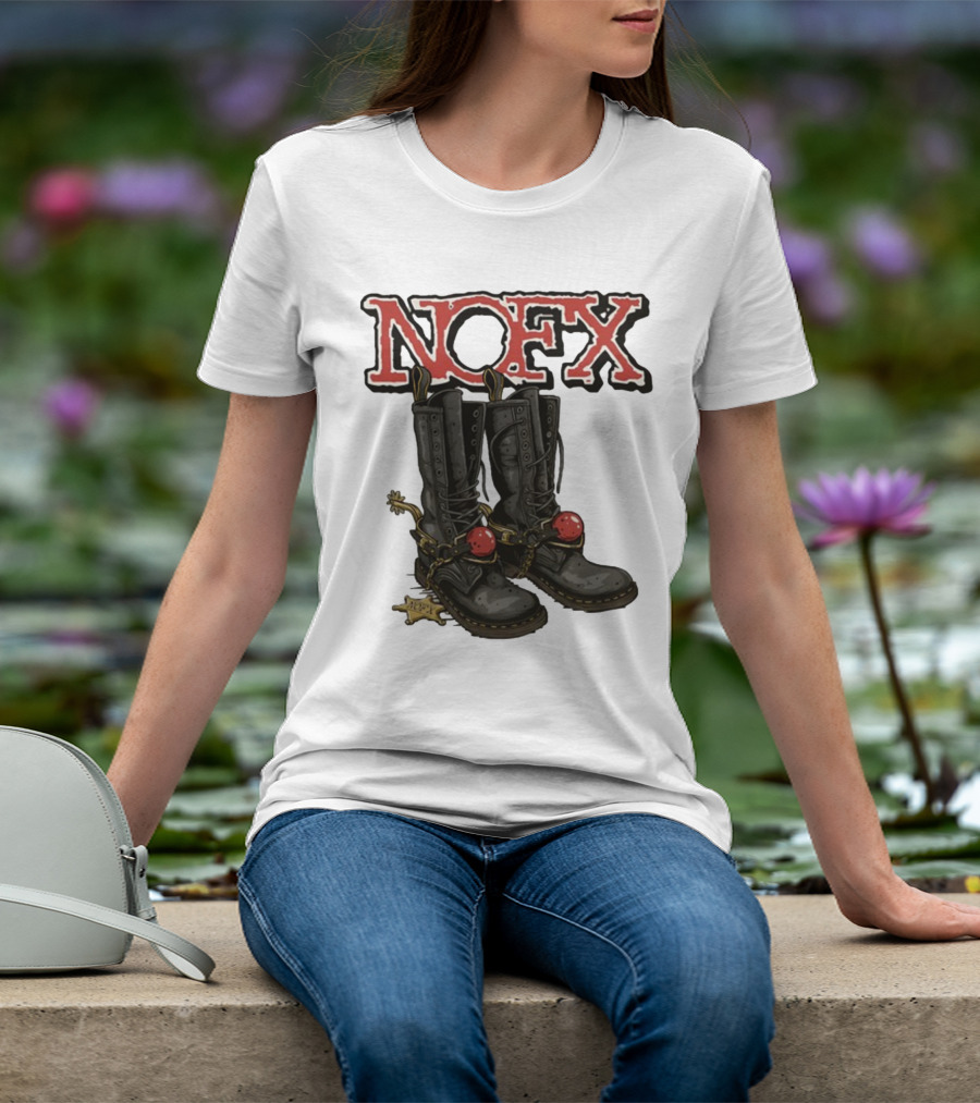 NOFX Punk Boots With Chains And Red Orbs T-Shirt