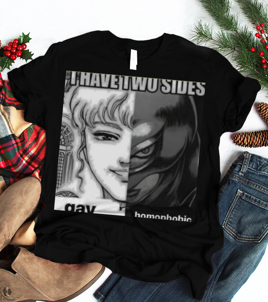 I Have Two Sides Gay Homophobic Manga Character Split Face T-Shirt
