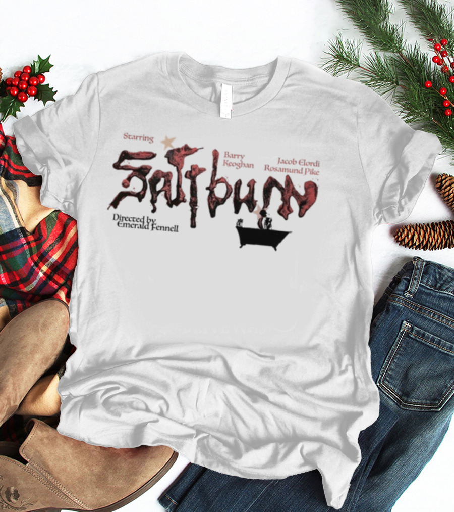 Saltburn Starring Barry Keoghan Jacob Elordi Rosamund Pike Directed By Emerald Fennell T-Shirt