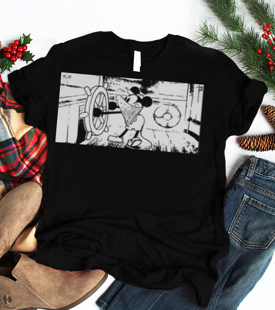Memeulous Mickey Hood Vintage Steamboat Pizza Sailor T-Shirt