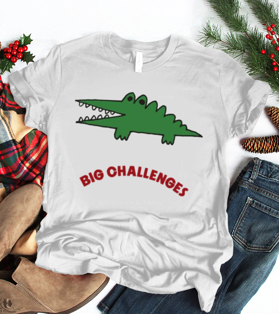 Big Challenges Green Crocodile Cartoon T-Shirt