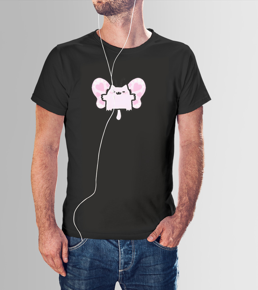 Sillynubcat Butterflycat Pink Heart Wings T-Shirt