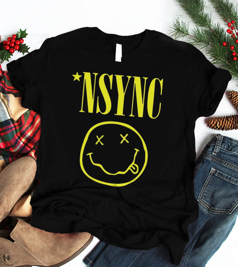 NSYNC Fake Handshake Grunge Inspired Smiley Face T-Shirt