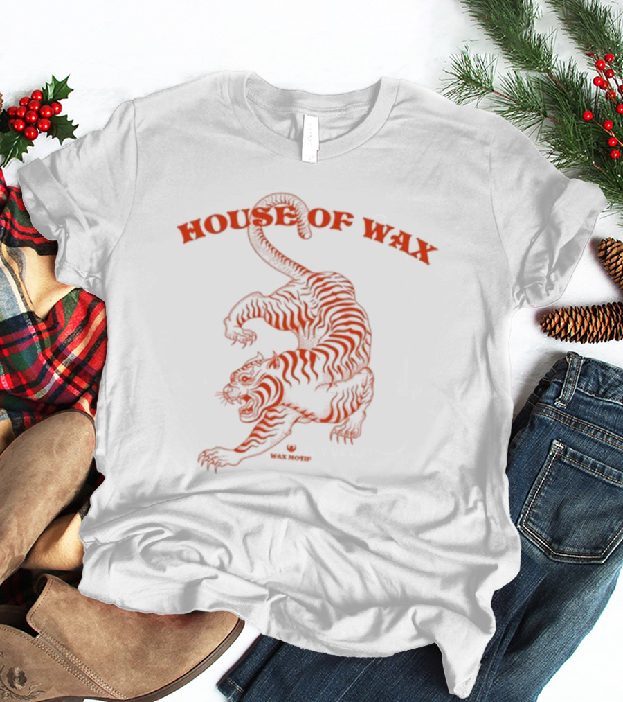 House Of Wax Tiger Wax Motif Striped Roaring Tiger T-Shirt