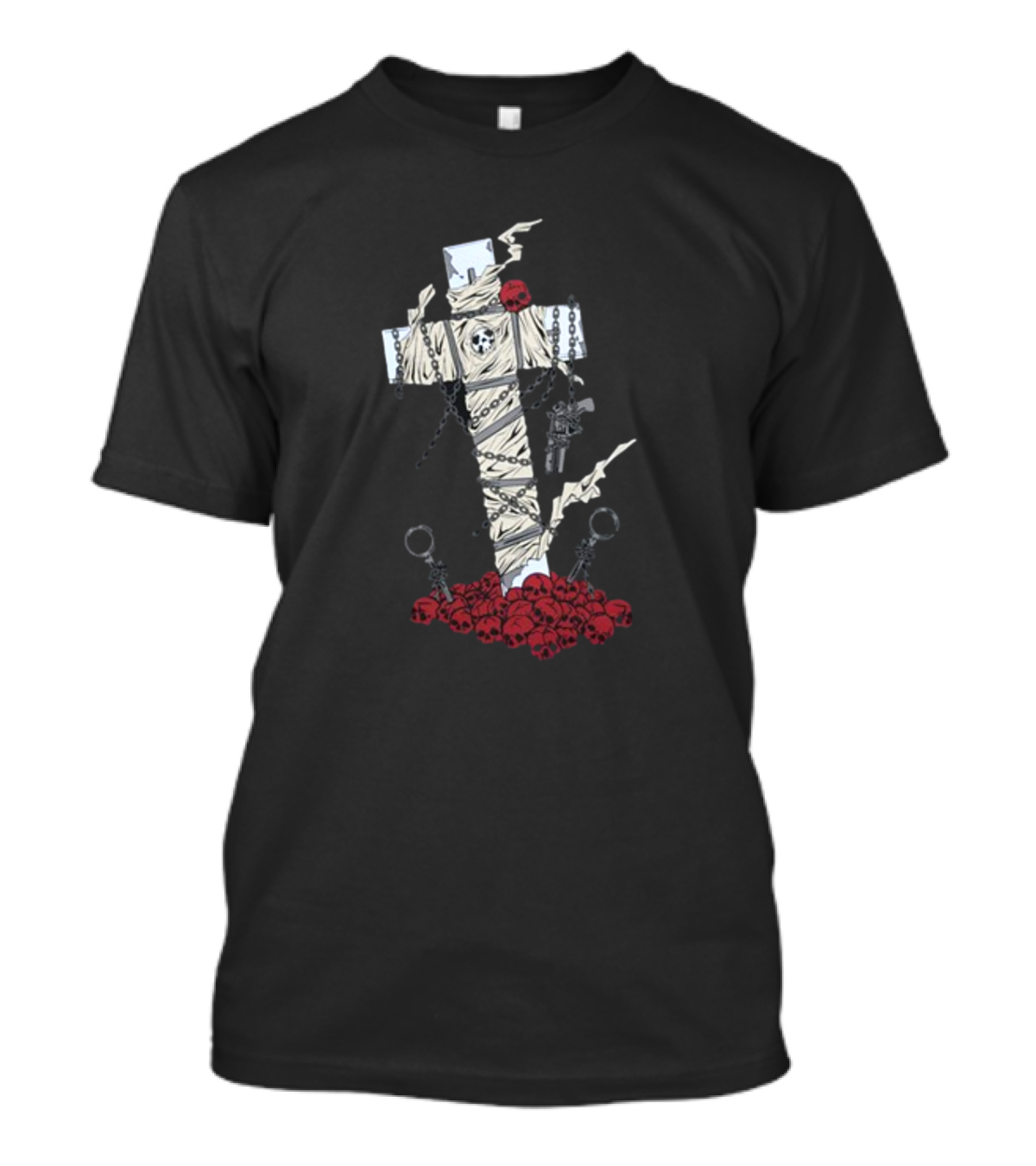 Trigun Nicholas D. Wolfwood Cross With Chains And Skulls T-Shirt