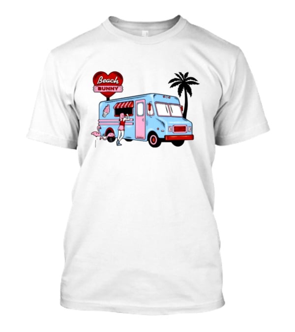 Beach Bunny Ice Cream Truck Flamingo Palm Tree T-Shirt