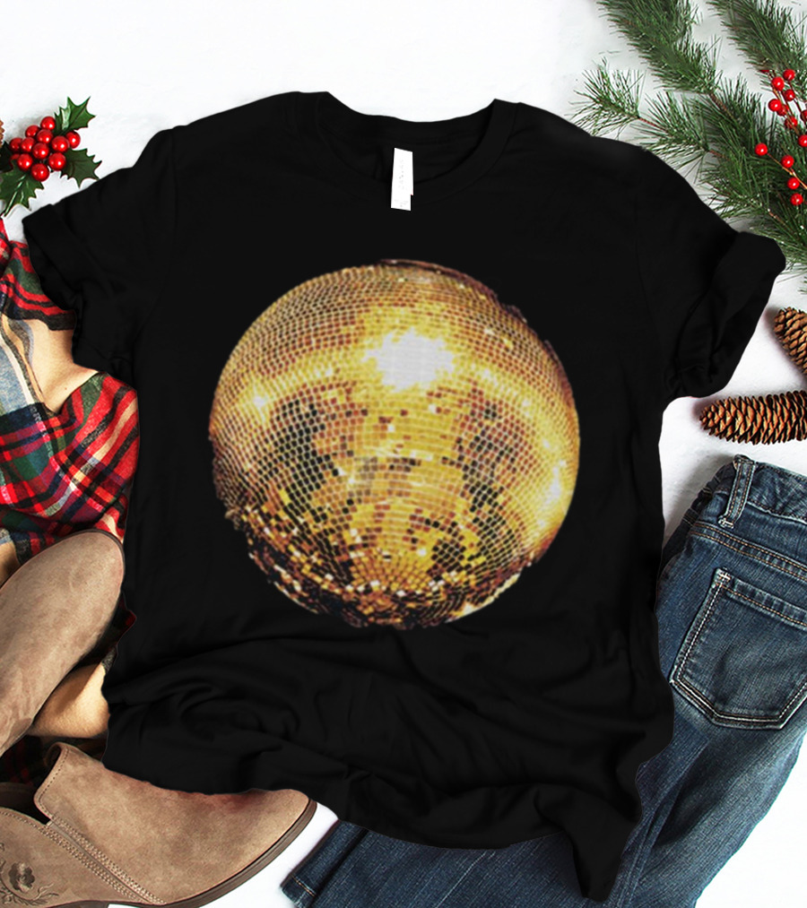 Gold Disco Ball Vintage 90s Shine Reflective Party T-Shirt
