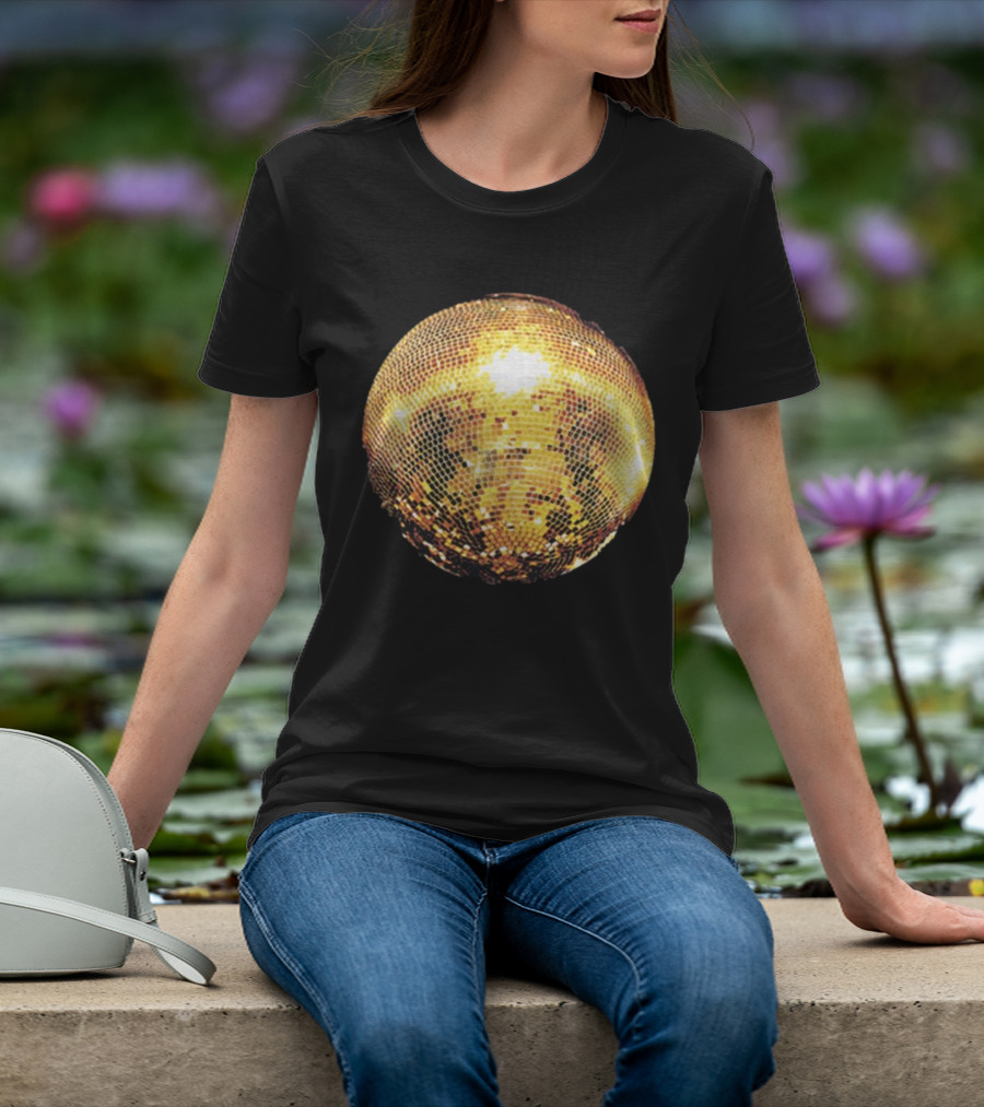 Gold Disco Ball Vintage 90s Shine Reflective Party T-Shirt