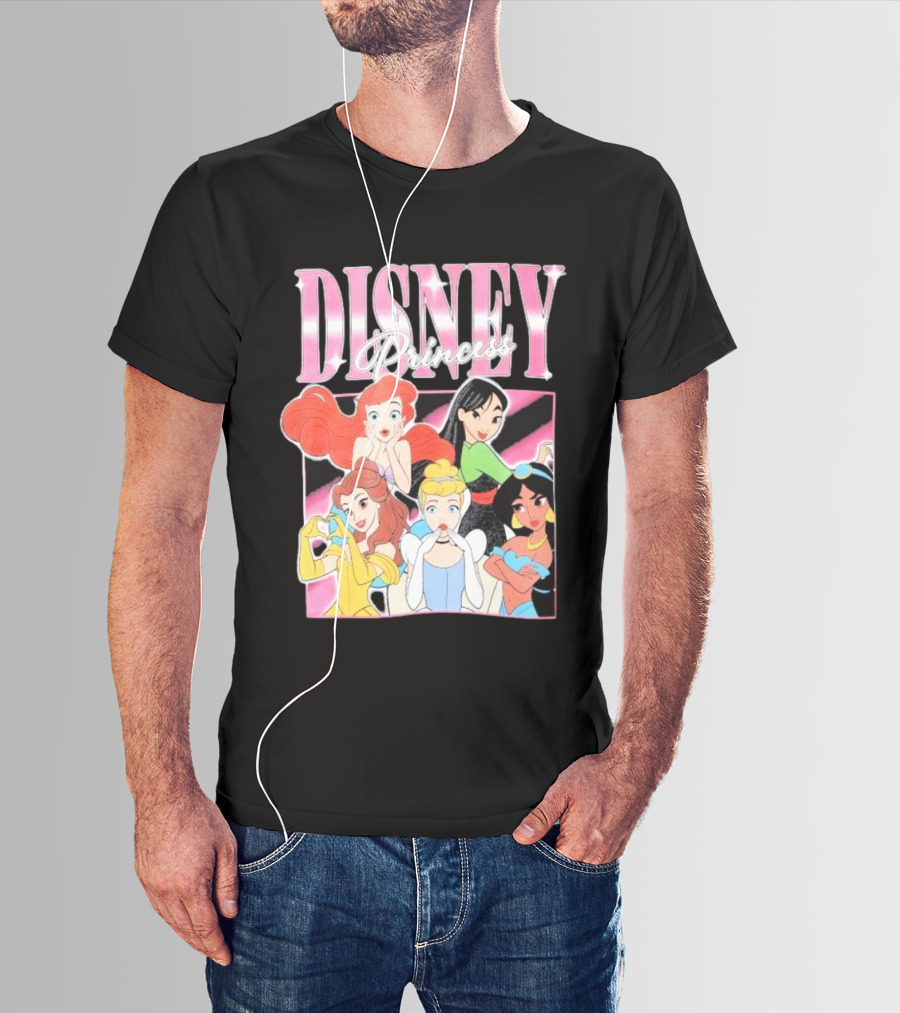 Disney Princess Group Ariel Belle Cinderella Jasmine Mulan T-Shirt