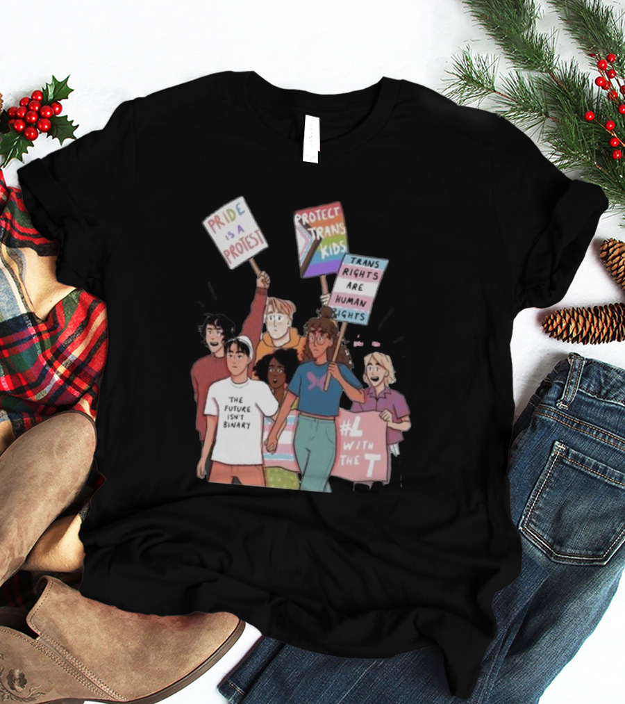 Heartstopper Pride Protest The Future Isn't Binary Protect Trans Kids Rights T-Shirt