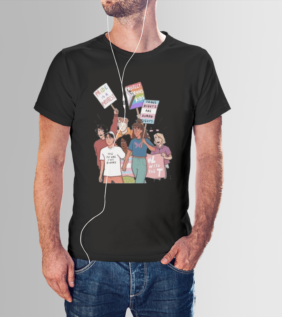 Heartstopper Pride Protest The Future Isn't Binary Protect Trans Kids Rights T-Shirt