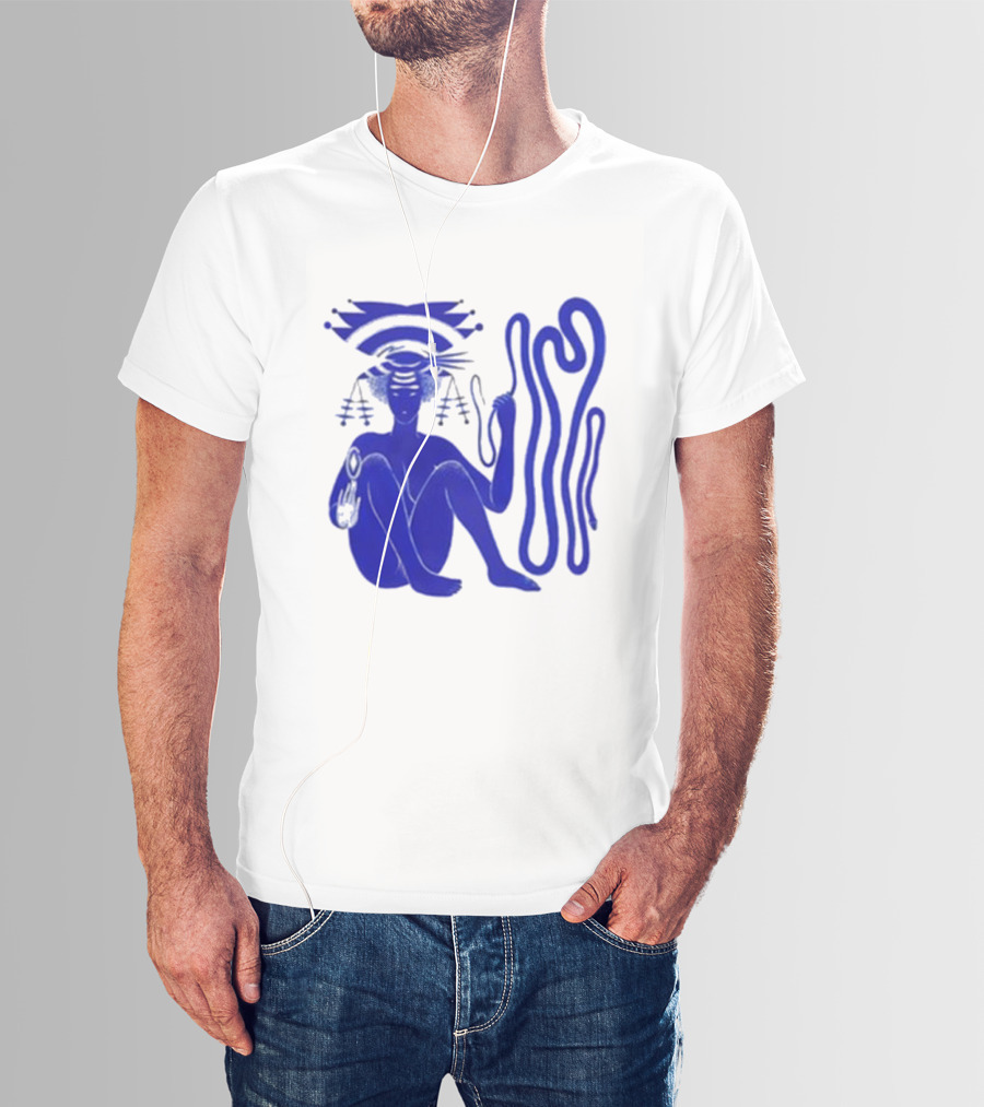 Hiatus Kaiyote Love Heart Cheat Code Abstract Blue Figure With Spiral Elements T-Shirt