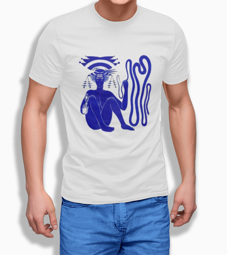 Hiatus Kaiyote Love Heart Cheat Code Abstract Blue Figure With Spiral Elements T-Shirt