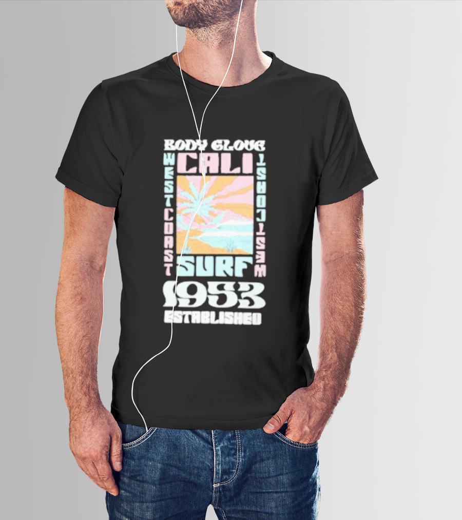 Body Glove Cali Surf 1953 Established West Coast Retro Palm Tree Ocean Waves T-Shirt