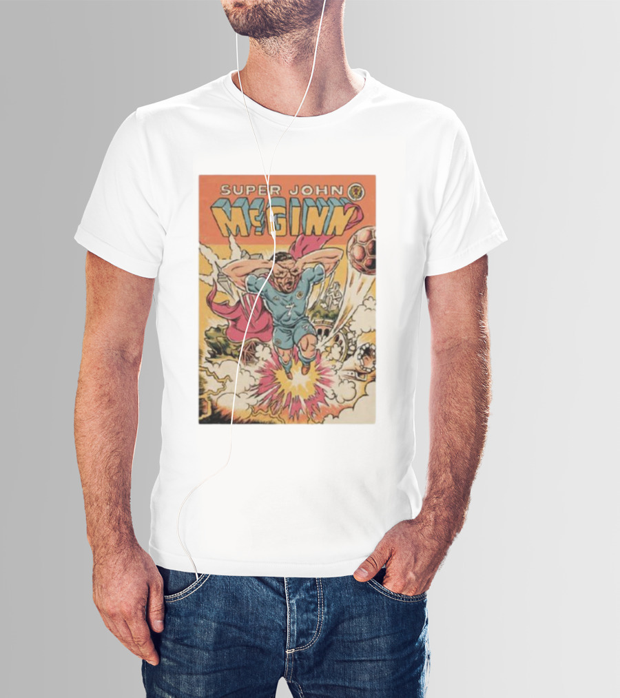 Super John McGinn Flying Hero Soccer Explosion Action Comic T-Shirt