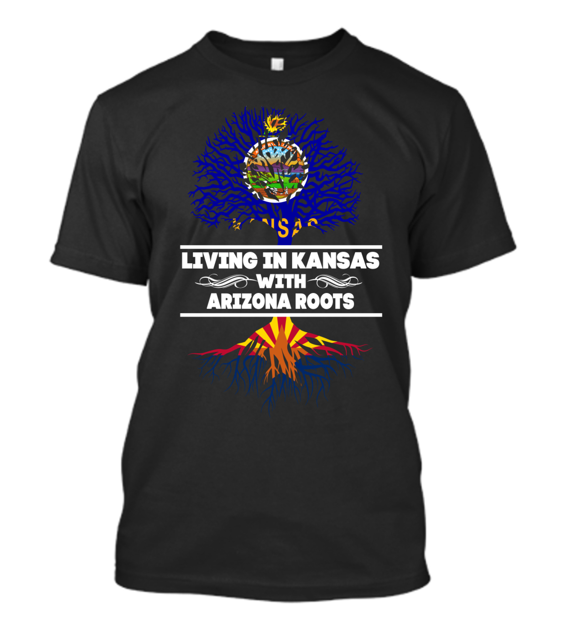 Living In Kansas With Vibrant Arizona Roots And Tree T-Shirt