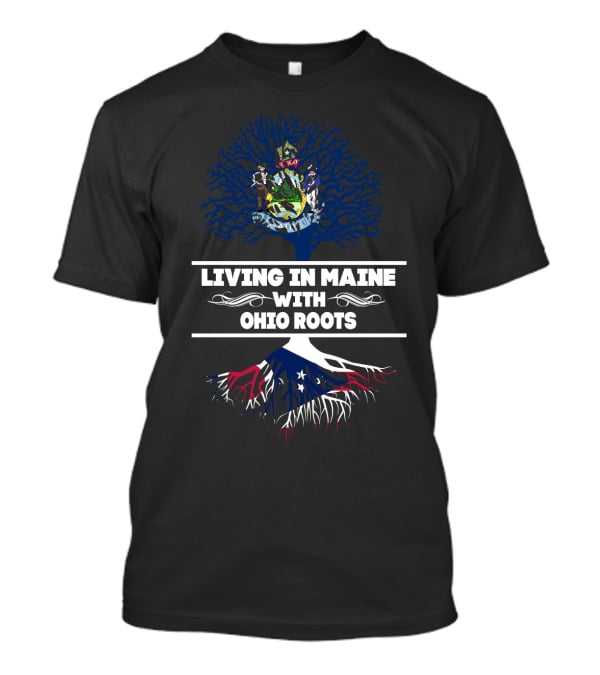 Maine Living Ohio Roots Tree With State Symbols T-Shirt