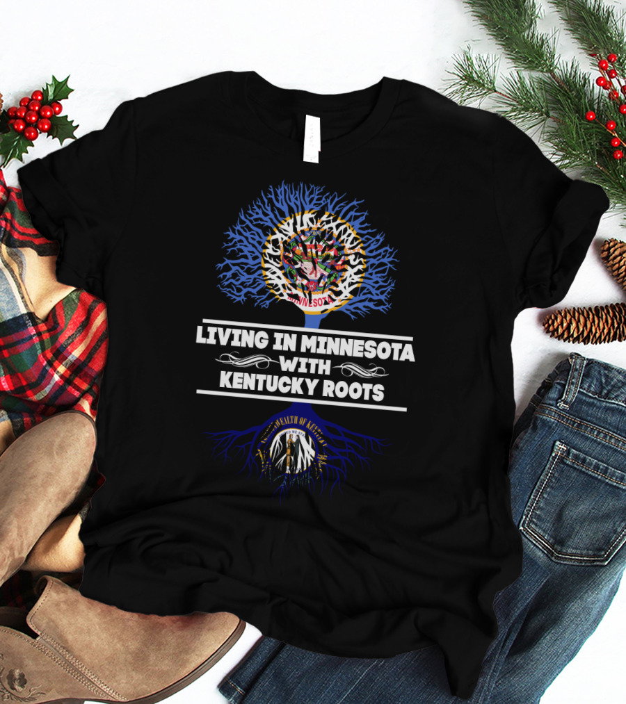 Living In Minnesota With Kentucky Roots State Seal Tree T-Shirt