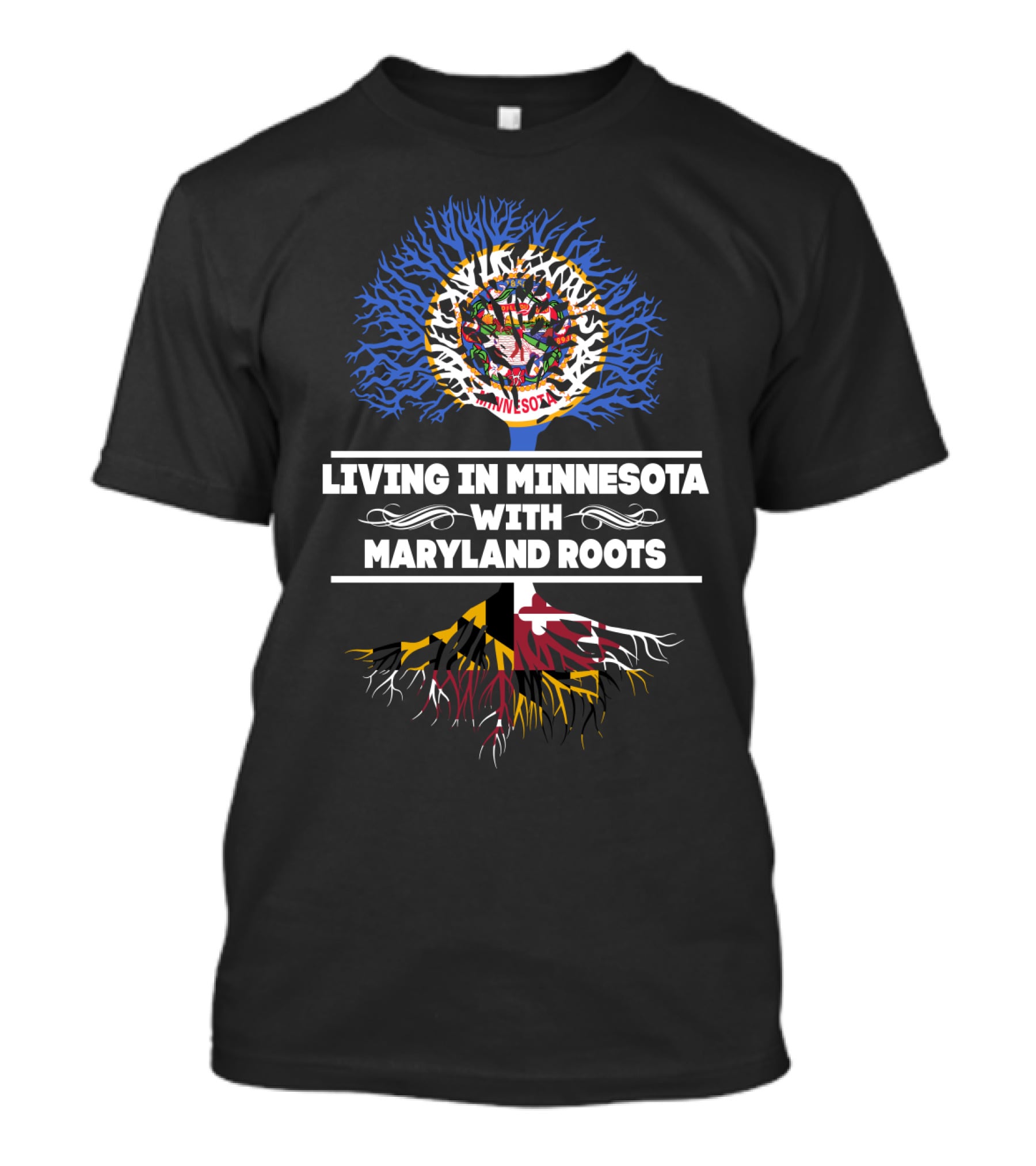 Minnesota Pride With Maryland Heritage In Tree Roots T-Shirt