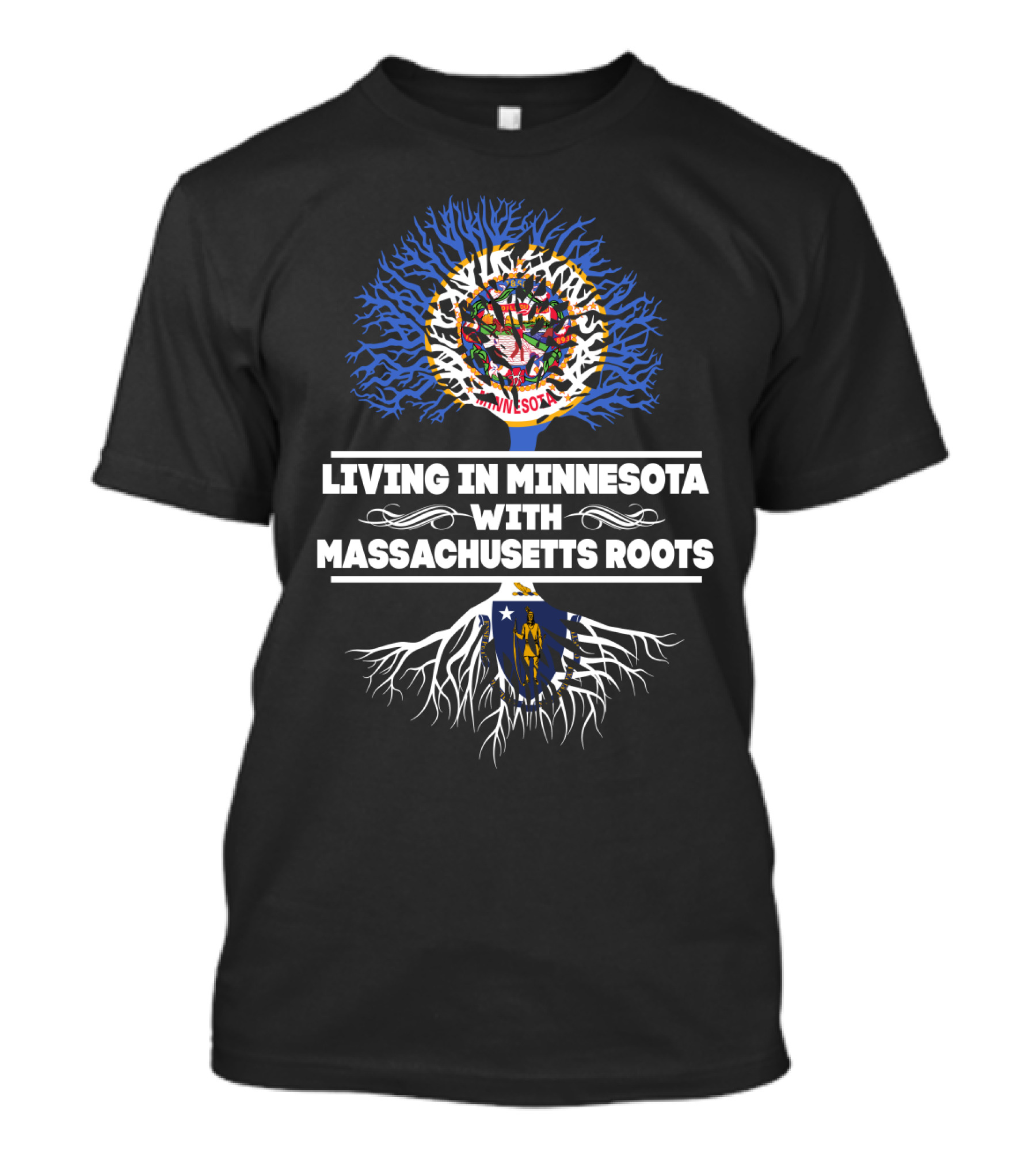 Minnesota Living Massachusetts Roots State Flags Tree Symbolism T-Shirt