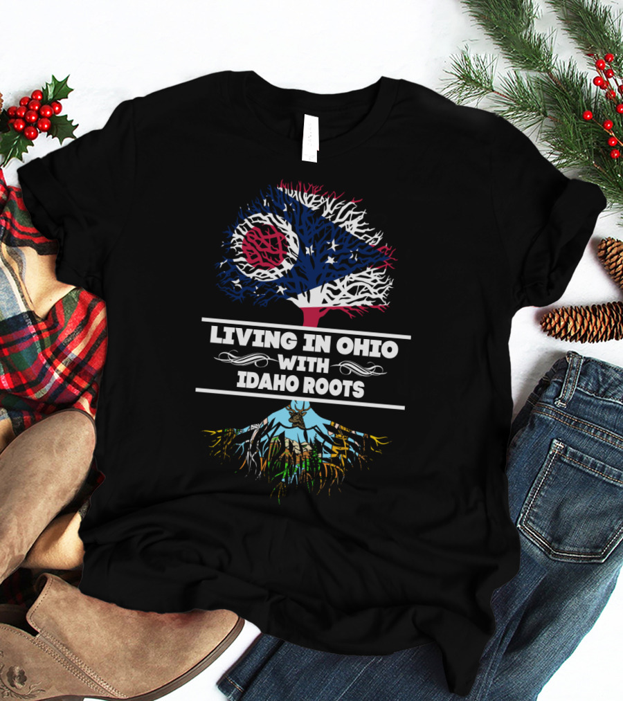 Ohio Pride With Idaho Heritage Tree Graphic Featuring State Flags And Scenic Roots T-Shirt
