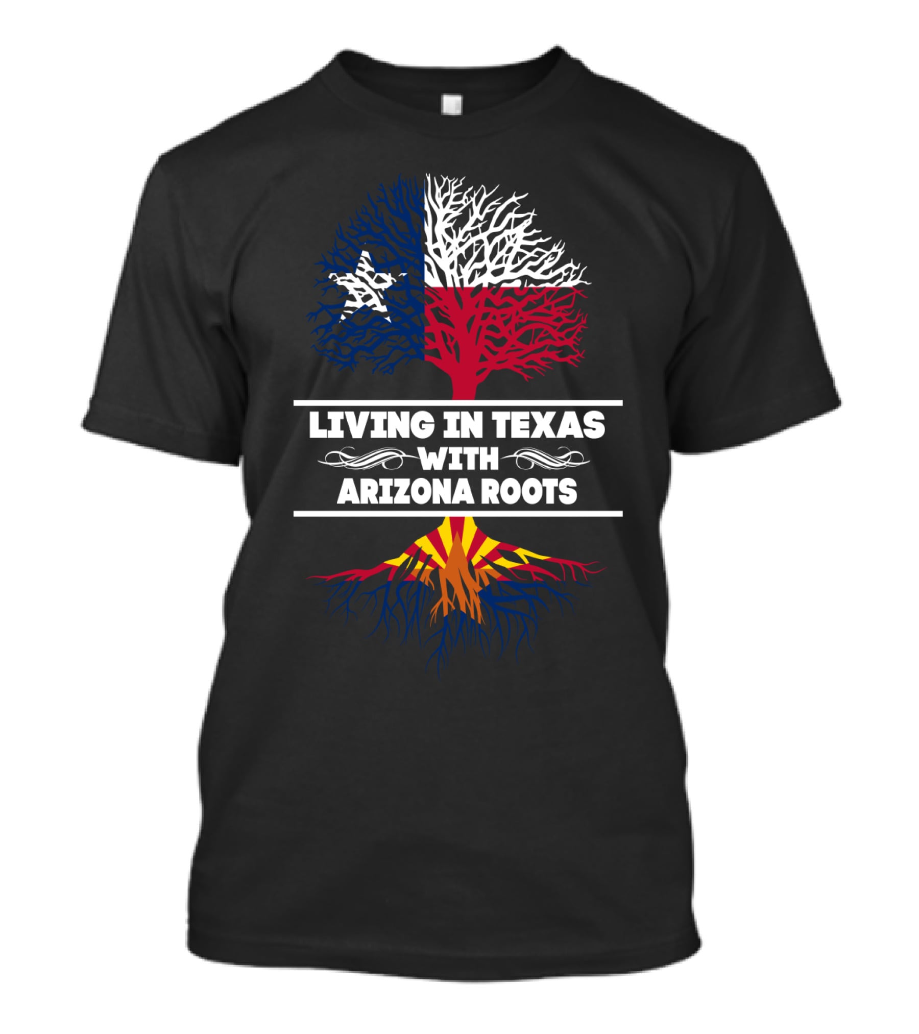 Lone Star State Living With Arizona Roots Tree Design Flag Colors T-Shirt