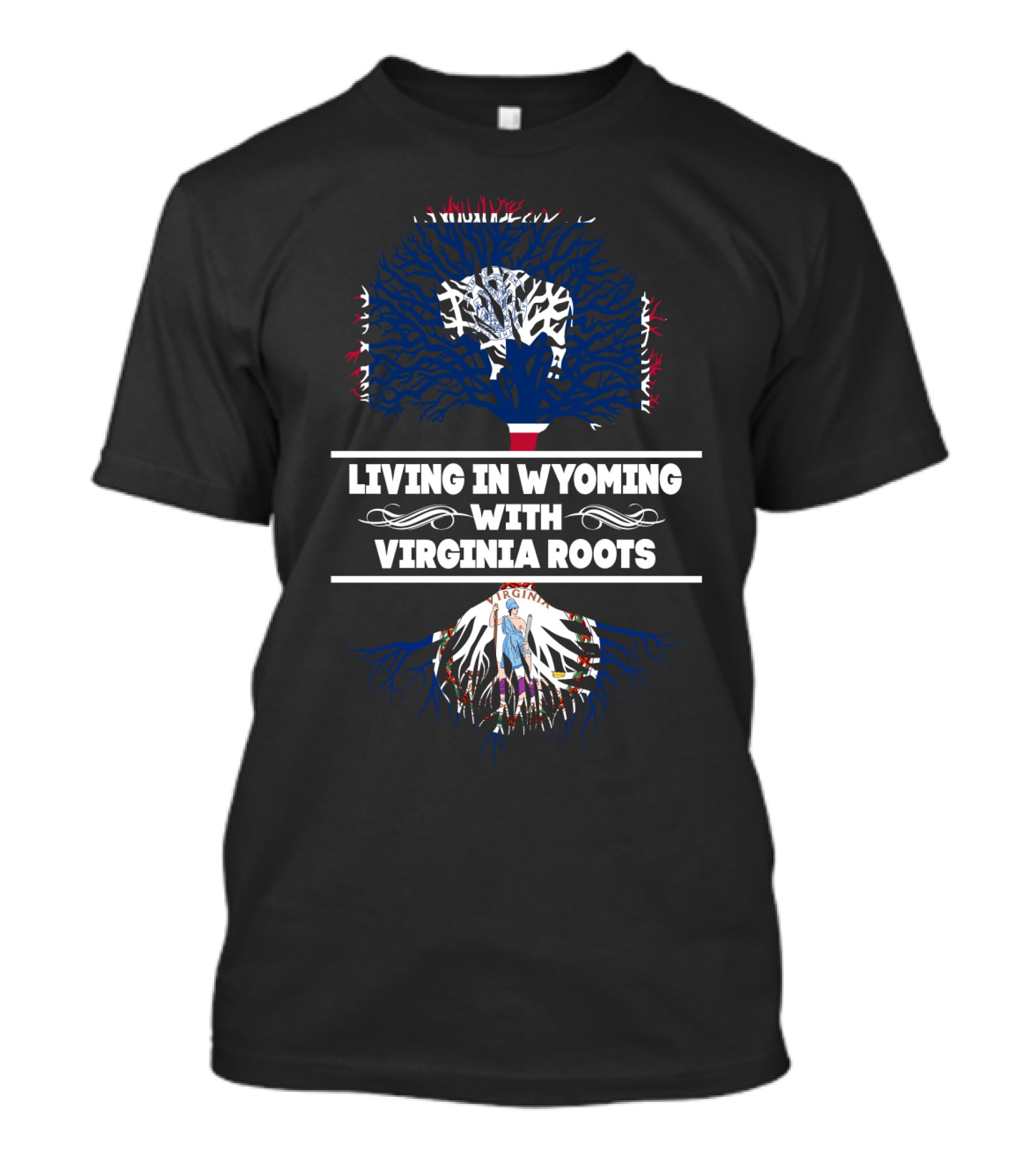 Wyoming Living With Deep Virginia State Pride And Symbolic Tree Roots T-Shirt