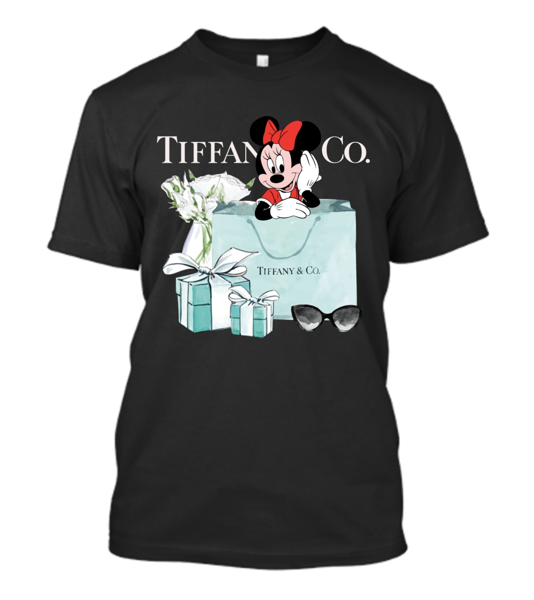 Tiffany And Co Minnie Mouse Bag Flowers Sunglasses T-Shirt