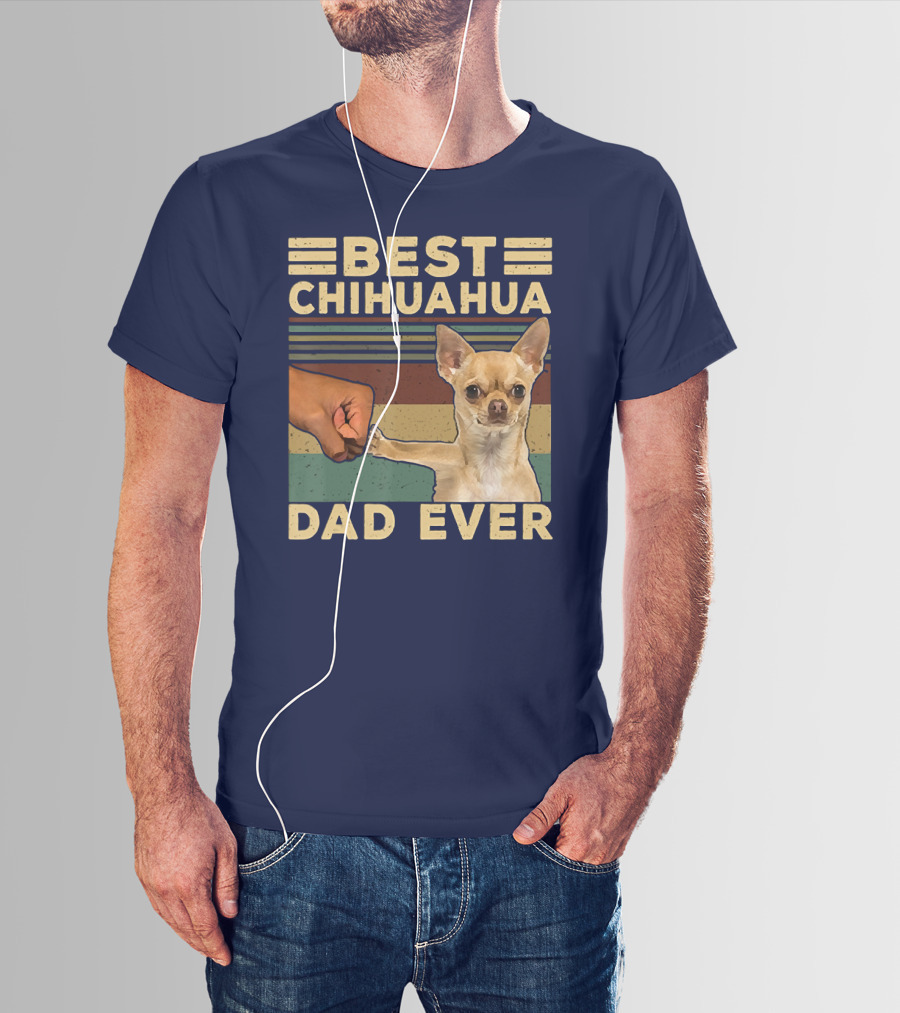 Best Chihuahua Dad Ever Vintage Retro Fist Bump T-Shirt