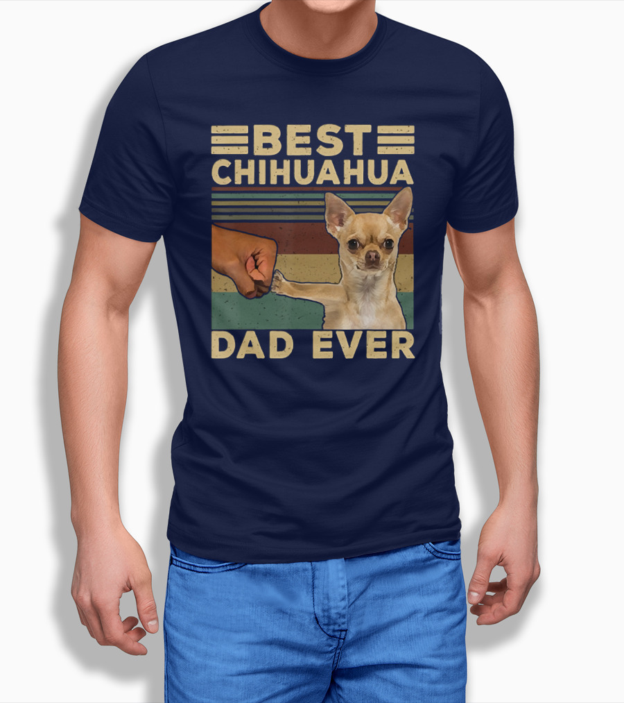 Best Chihuahua Dad Ever Vintage Retro Fist Bump T-Shirt