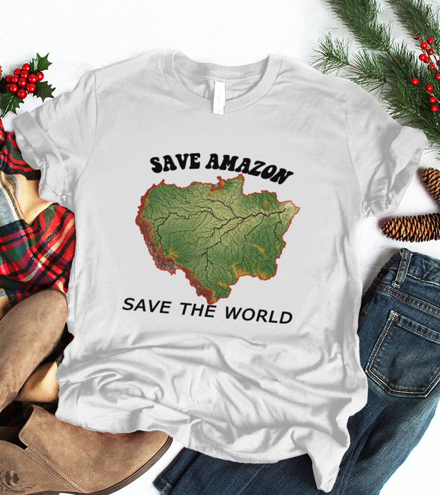 Save Amazon Save The World Map T-Shirt