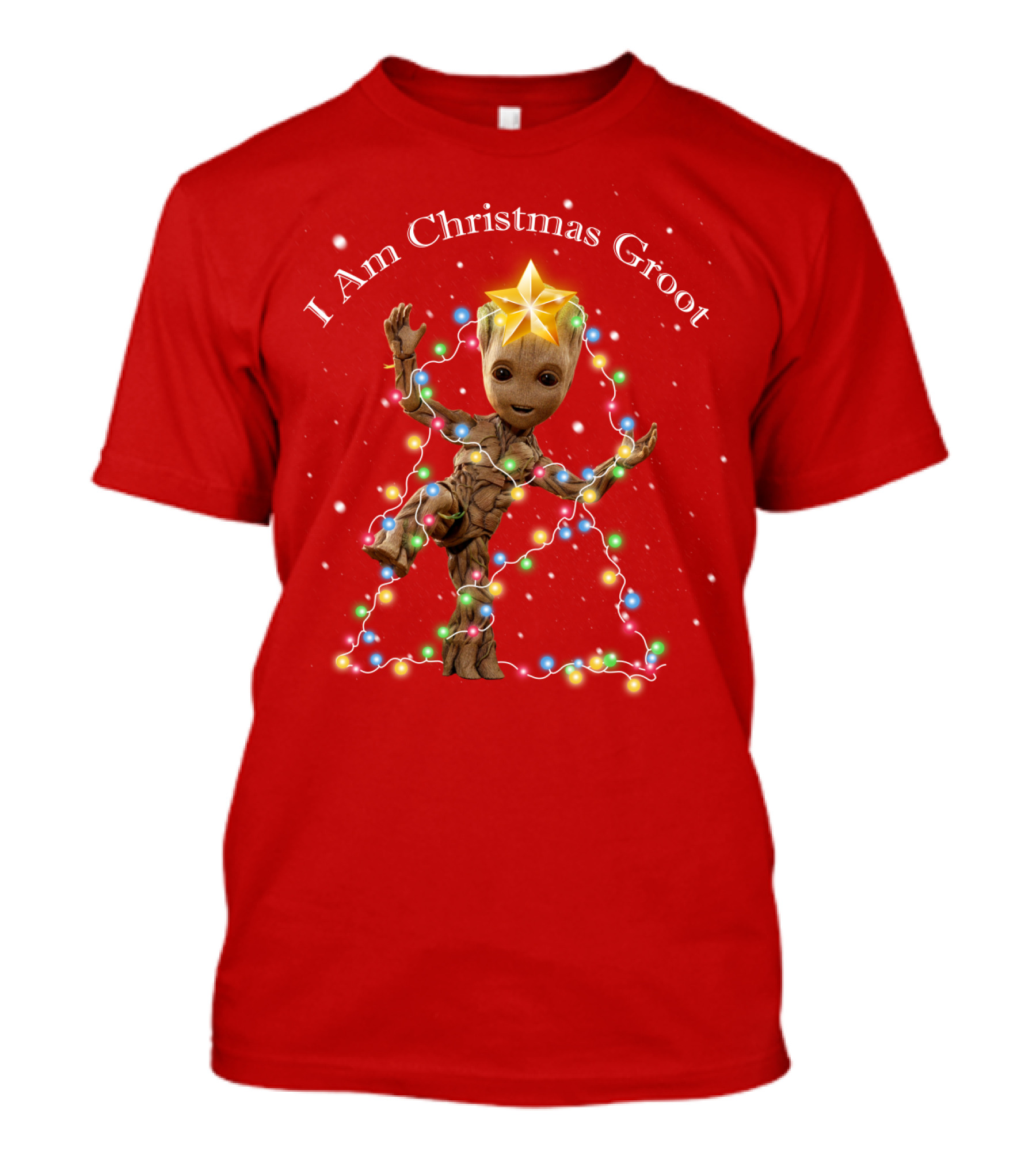 I Am Christmas Groot With Lights And Star T-Shirt