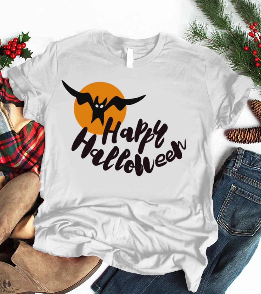 Happy Halloween Cartoon Bat T-Shirt
