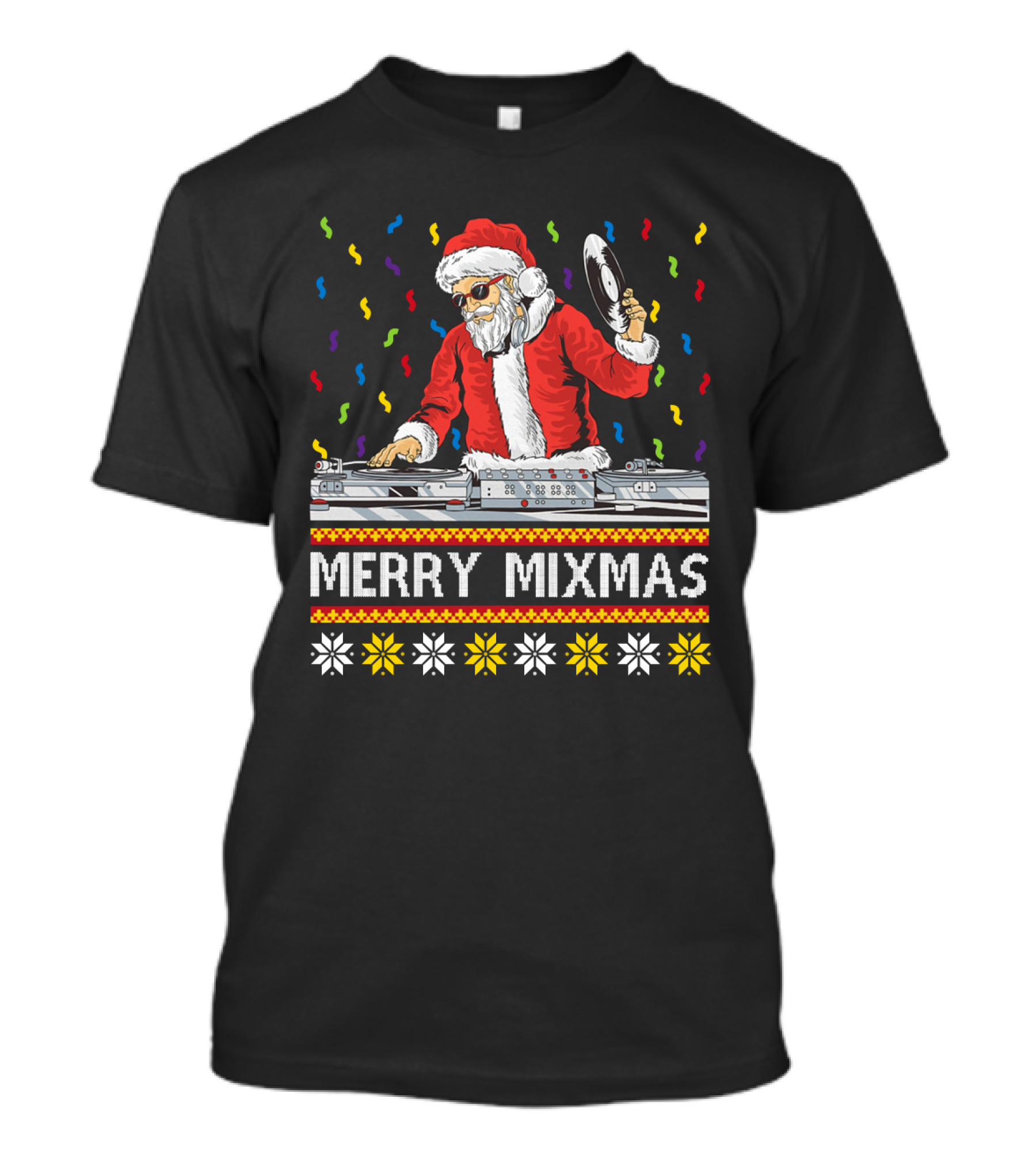 Santa DJ Merry Mixmas Festival DJing With Turntable And Vinyl T-Shirt