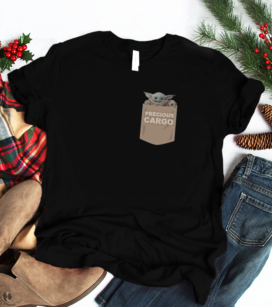 Precious Cargo Baby Yoda In Pocket Star Wars Mandalorian Grogu T-Shirt