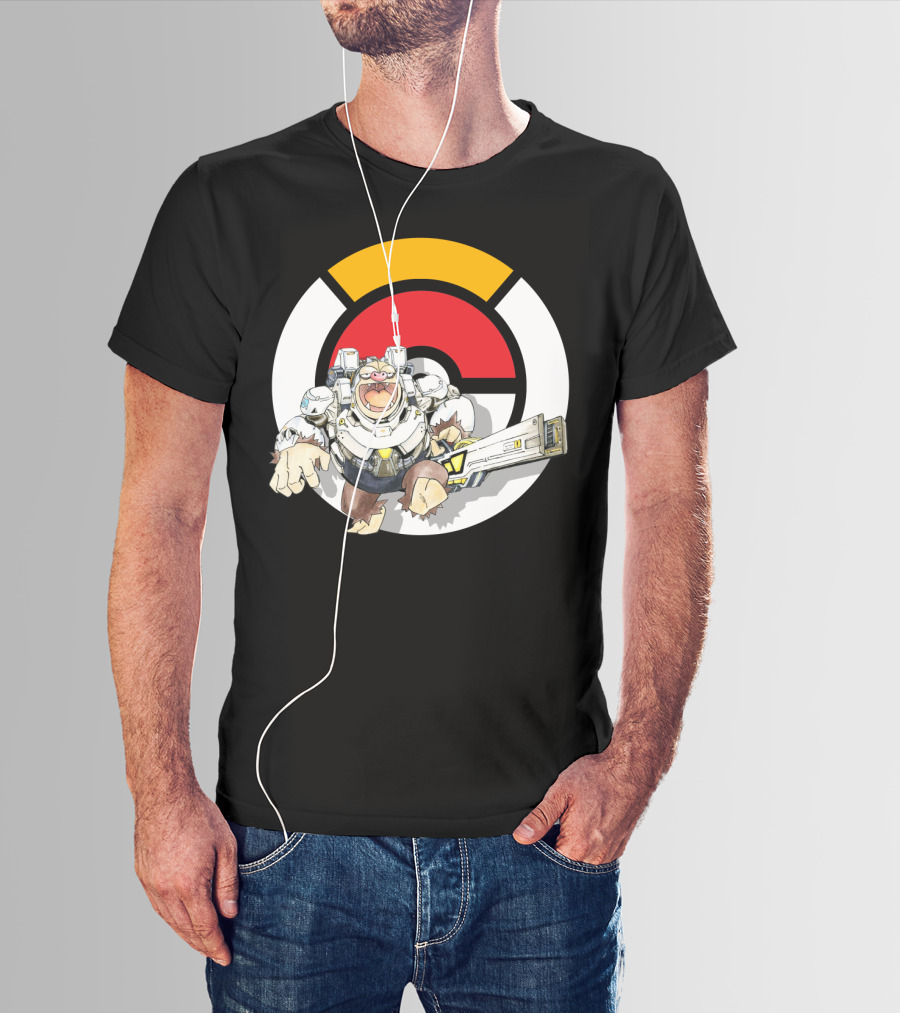 POKEMON X OVERWATCH SLAKING WINSTON Crossover T-Shirt