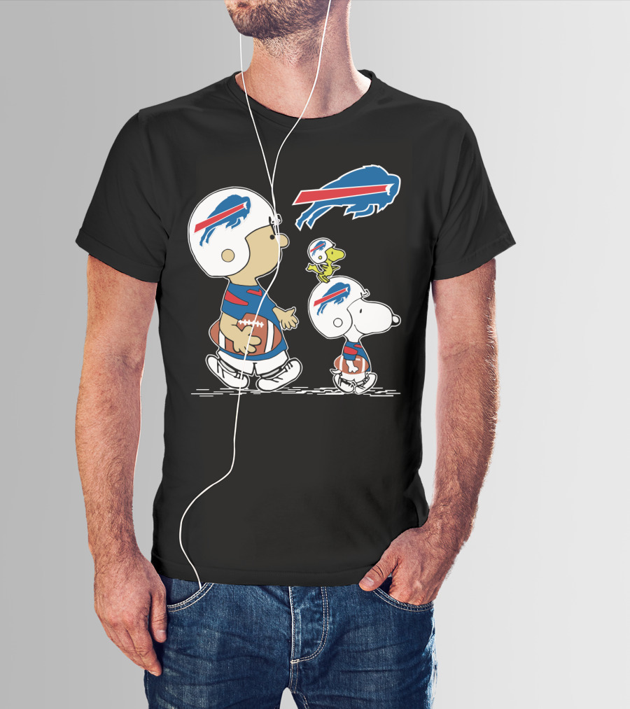 Buffalo Bills Christmas Peanuts Characters Football Helmets T-Shirt