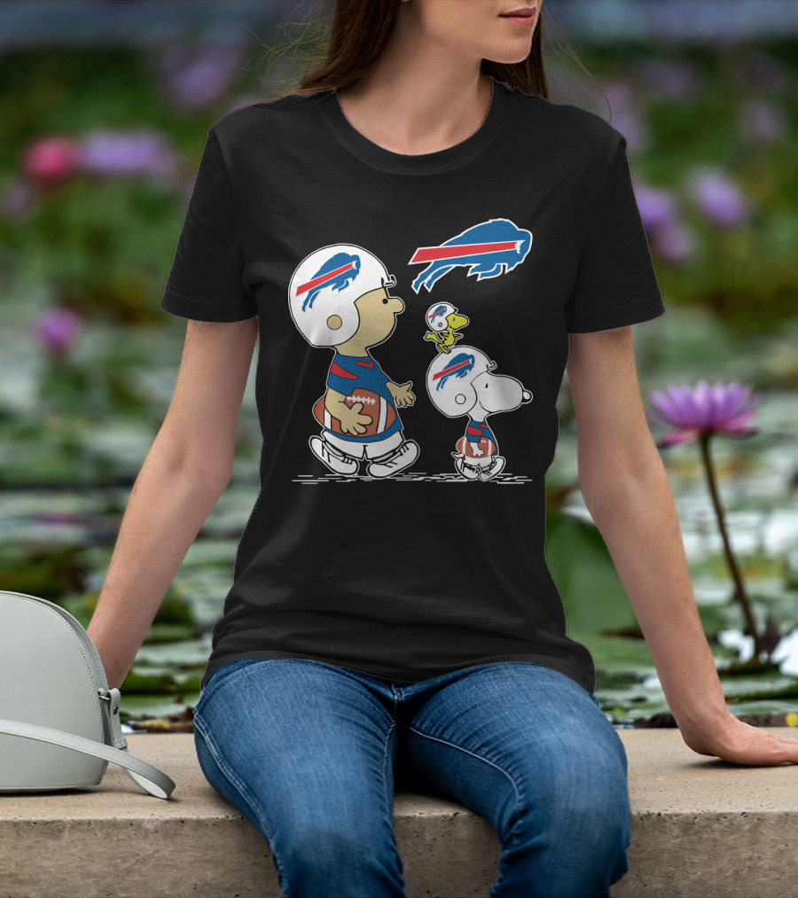 Buffalo Bills Christmas Peanuts Characters Football Helmets T-Shirt