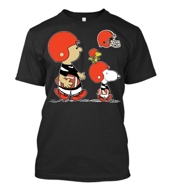 Christmas Peanuts Cute Football Snoopy Charlie Brown Cleveland Browns T-Shirt