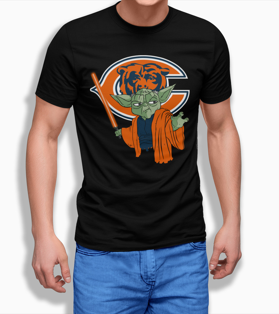 Chicago Bears Yoda Orange Lightsaber T-Shirt