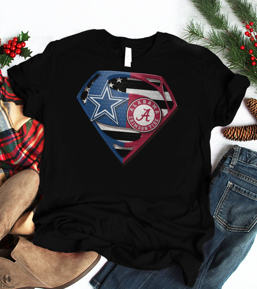 Dallas Cowboys Alabama Crimson Tide Superman Shield T-Shirt