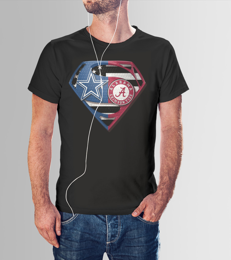 Dallas Cowboys Alabama Crimson Tide Superman Shield T-Shirt
